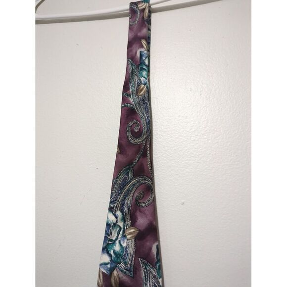 Stafford Tie Mens Floral Graphic Silk Necktie Multicolor Purple 100%‎ Silk - Picture 3 of 7